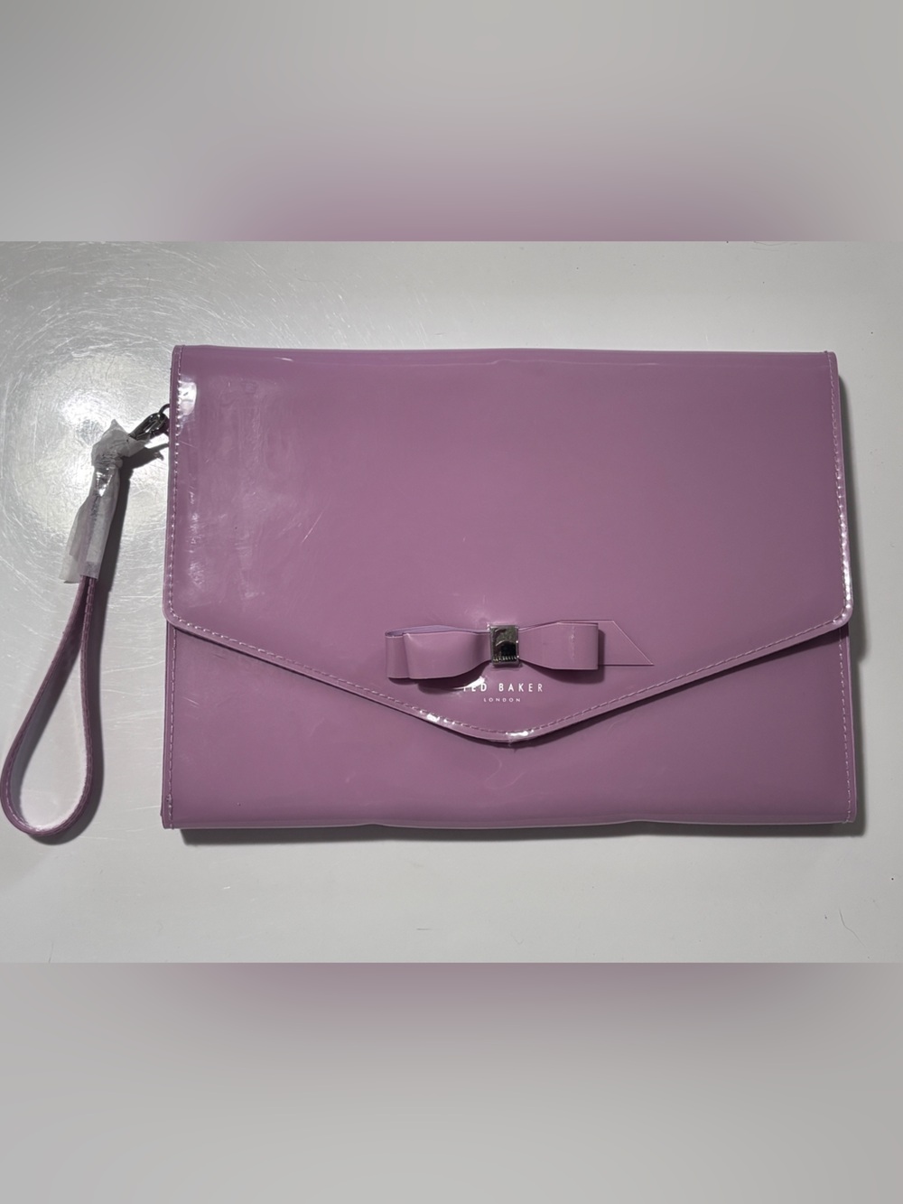 Ted Baker Cersei Lavender Patent Bow Envelope Clutch Wristlet